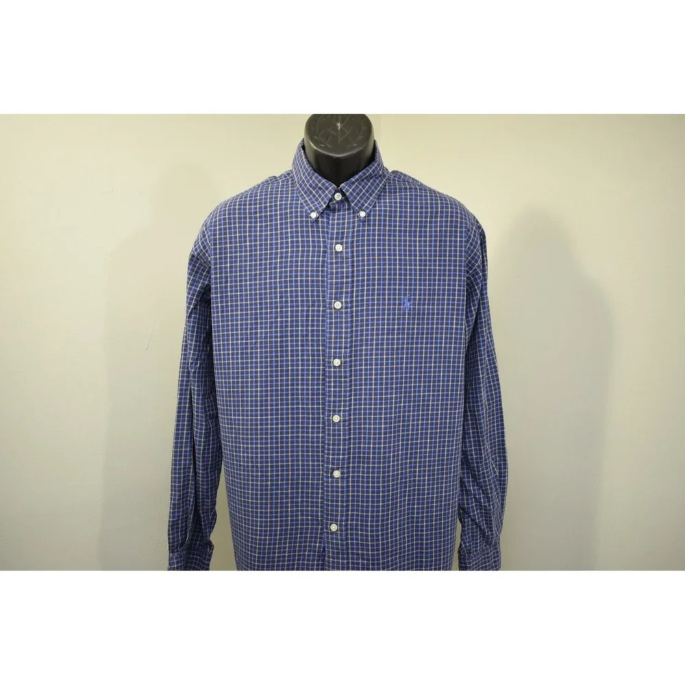 Polo Ralph Lauren Golf Dress Shirt Plaid Tilden Long Sleeve Button Up Mens Large